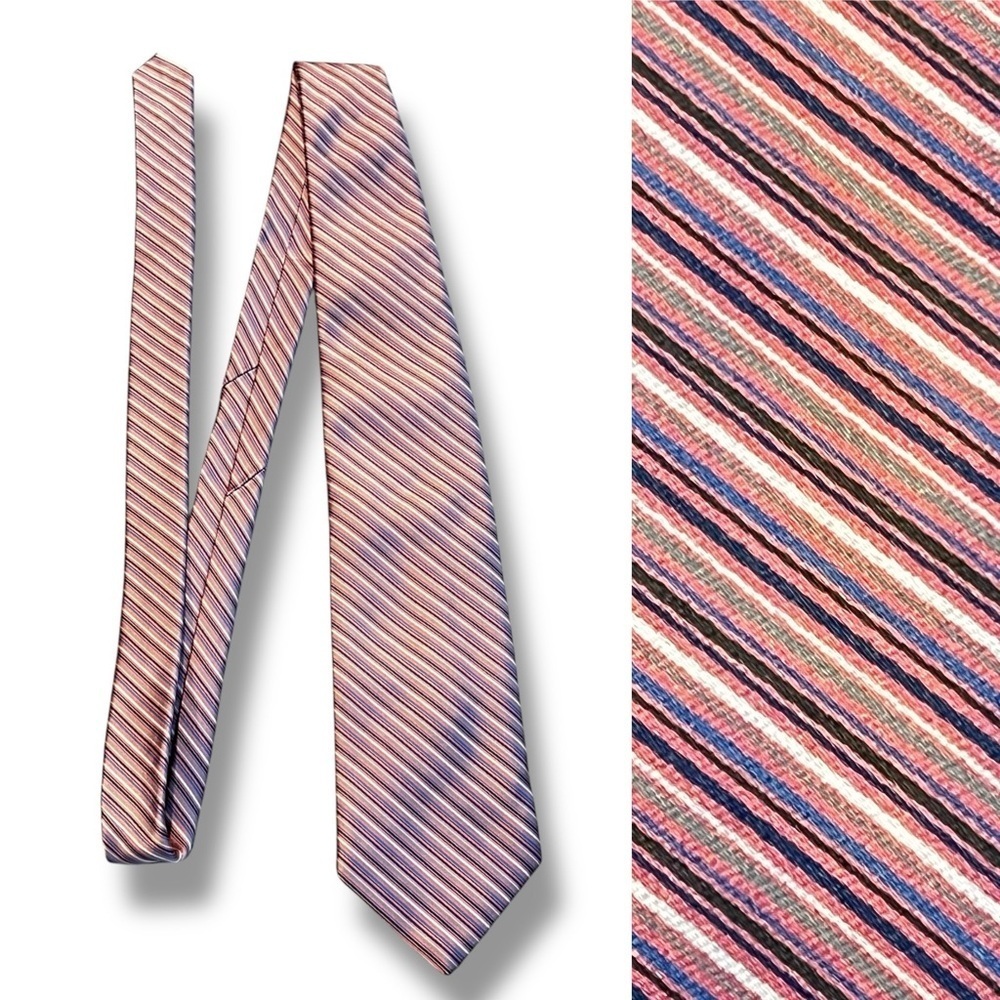 Brooks Brothers 346 Neck Tie 100% Silk Striped Pink Preppy Office Wedding